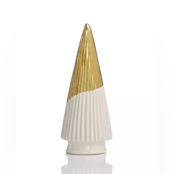 Holiday Lane Porcelain White/Gold Tree Christmas 2pk - Picture 1 of 4